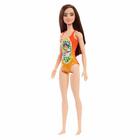 Boneca Articulada - Barbie Praia - Maiô Laranja Florido - Morena - Mattel