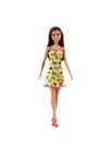 Boneca Barbie Básica Ruiva Fashion Vestido Amarelo de Borboletas