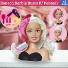 Boneca Barbie Busto Cabelo Com Mechas Para Pentear E Secador