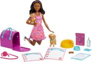 Boneca Barbie Conjunto Adota Cachorrinhos Negra - Mattel Hkd87