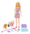 Boneca Barbie E Cachorro Na Cadeira De Rodas Mattel - Htk37
