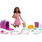 Boneca Barbie Family Adota Um Cachorrinho Negra Mattel