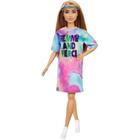 Boneca Barbie Fashionista 159 Vestido Tie-dye Pequena Fbr37