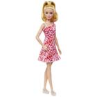 Boneca Barbie Fashionista Loira Vestido De Flores Vermelhas 205 Mattel