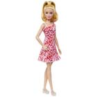 Boneca Barbie Fashionista Loira Vestido Flores Vermelhas 205