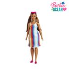 Boneca Barbie Love The Ocean Original Mattel Brinquedo Infantil Menina Morena Listrada Arco-Íris