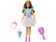 Polly Pocket Boneca Básica Vestido Xadrez Rosa - Mattel - nivalmix