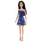 Boneca Barbie Moda Fashion Morena Vestido Azul de Borboletas - Mattel
