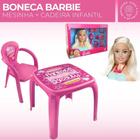 Boneca Barbie Pentear Acessorios + Mesa Mesinha + 1 Cadeira Infantil Beauty - Usual Utilidades