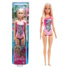 Boneca Barbie Praia Loira Maiô Rosa Mattel