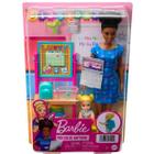 Boneca Barbie Professora Negra Com Criança HCN20 Mattel
