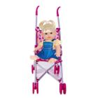 Boneca Bebê Andressa Faz Xixi 34cm + Carrinho Passeio Rosa - Milk Brinquedo