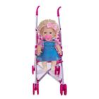 Boneca Bebê Cabelo Crespo Loiro Danadinha 34cm + Carrinho