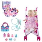 Boneca Bebê Rafaeli Consulta + Carrinho Bolsa e Jantarzinho