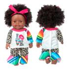 Boneca Bebê Reborn Brastoy Negra Pele Escura Cabelo Crespo Realista Vinil ou Silicone Com Kit