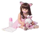 Boneca Bebê Reborn Menina Realista 100% Silicone 55Cm - Brastoy