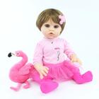 boneca bebe reborn menina silicone com urso de pelucia