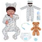 Boneca Bebê Reborn Realista Brastoy Silicone Conjunto de Roupa Chupeta Mamadeira e Pelúcia Original Completo
