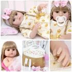 Boneca Bebê Reborn Realista Menina Laura Vestido Dourado - Cegonha Reborn Dolls