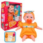 Boneca Bebezão Infantil Com Acessórios Chupeta Mamadeira Mágica 44cm Mama Neném Brinquedos Super Toys