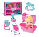 Boneca Brinquedo Little Dolls Baby Casinha Alive + 6 Itens