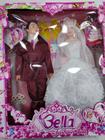 Boneca Casal Noivos Bella Fashion Doll Com Acessórios - Bella Dolls