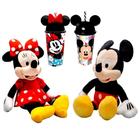 Boneca da Minnie e Boneco do Mickey de Pelúcia com Falas em Português + Copos com Orelhas