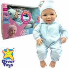 Boneca Diver New Born Soninho Com Som BeBê Brinquedo Abre Fecha os Olhos Azul Divertoys