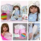 Boneca Emilia Reborn Realista Roupa Azul Bolsa com Acessórios - Cegonha Reborn Dolls