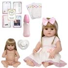 Boneca Estilo Bebê Reborn Real Baby Alive Laura Cabelo Loiro