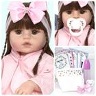 Boneca Estilo Reborn 52 cm Baby Menina + Enxoval Completo