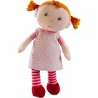 Boneca HABA Soft Roya 25 cm com tranças vermelhas, vestido rosa 2+