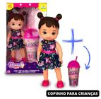 Boneca Hannah Suquinho Com Copo Infantil Faz de Conta Brinquedo - Anjo brinquedos