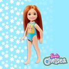 Boneca Irmã da Barbie Chelsea Praia Ruiva Maiô Azul Mattel