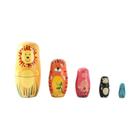 Boneca Matryoshka de Madeira Montessori - 5 Peças Pintadas à Mão