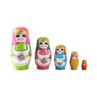 Boneca Matryoshka de Madeira Montessori - 5 Peças Pintadas à Mão