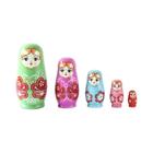 Boneca Matryoshka de Madeira Montessori - 5 Peças Pintadas à Mão