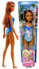 Boneca Menina Barbie Fashionista Morena Praia - Maiô Azul - Mattel Brinquedos