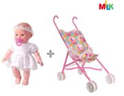 Boneca Minha Primeira Oração Reza o Pai Nosso + Carrinho de Passeio Kit