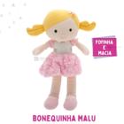 Boneca Pano Malu Infantil Menina Antialérgico Lavável 38 Cm Linda Presente Naninha Criança - Monolo