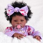 Boneca Reborn Aori Black American Girl 50 cm com roupas