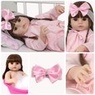 Boneca Reborn de Silicone Cabelo Castanho Menina Princesa - Cegonha Reborn Dolls