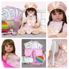 Boneca Reborn de Silicone Menina Roupa Salmão e Acessórios - Cegonha Reborn Dolls