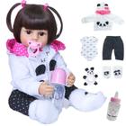 Boneca Reborn de Silicone Roupa Panda Marca New Happy