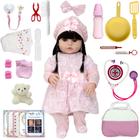 Boneca Reborn Menina Morena Pode Dar Banho Enxoval Completo - Cegonha Reborn Dolls