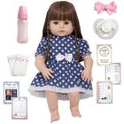 Boneca Reborn Menina Realista Vestido Bolinha + Acessórios - Cegonha Reborn Dolls