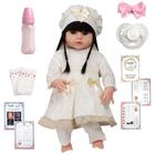 Boneca Reborn Morena Baby Alive Vestido Bege 13 Itens