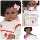 Boneca Reborn Negra Cabelo Cacheado Completa Lindos Itens - Cegonha Reborn Dolls