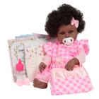 Boneca Reborn Negra Cabelo Cacheado Enxoval Xadrez Rosa - Cegonha Reborn Dolls