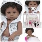 Boneca Reborn Negra Enxoval Saída de Banho Panda Completo - Cegonha Reborn Dolls